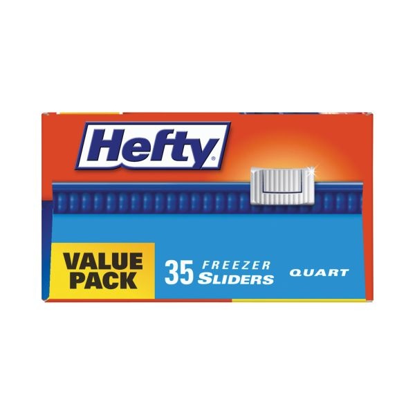 Hefty Slider Bags, 1 Qt, 2.5 Mil, 7" X 8", Clear, 315/Carton