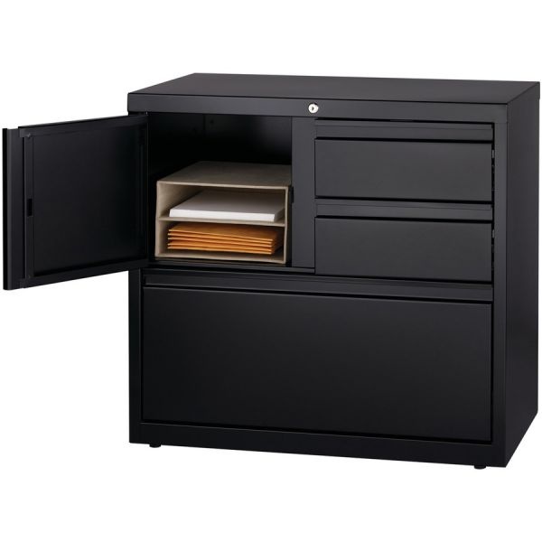 Lorell 3 Drawer Lateral File Cabinet, Letter/Legal/A4, 30" Wide, Black