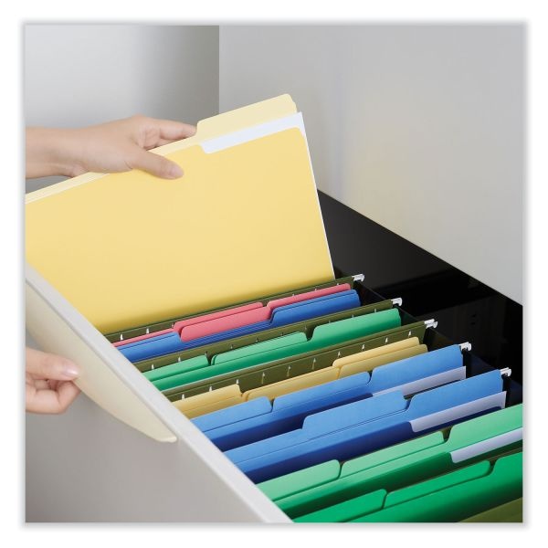 Universal Interior File Folders, 1/3-Cut Tabs: Assorted, Letter Size, 11-Pt Stock, Yellow, 100/Box