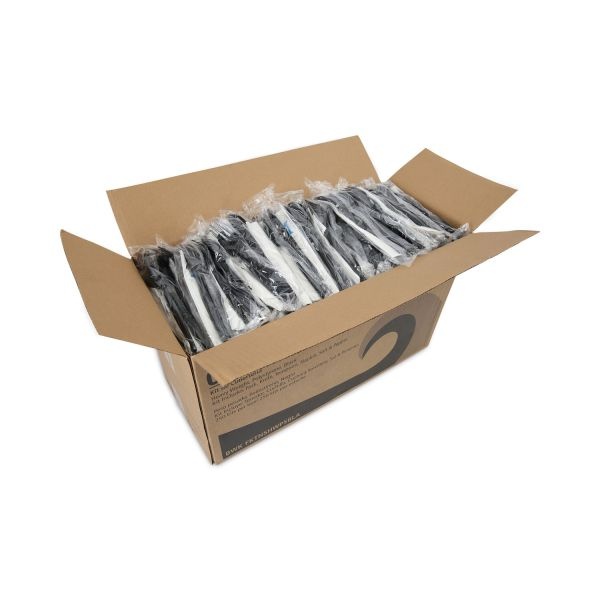 Boardwalk Six-Piece Cutlery Kit, Condiment/Fork/Knife/Napkin/Spoon, Heavyweight, Black, 250/Carton