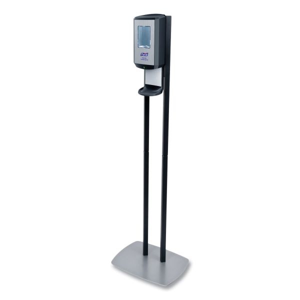 Purell Cs6 Hand Sanitizer Floor Stand With Dispenser, 1,200 Ml, 13.5 X 5 X 28.5, Graphite/Silver
