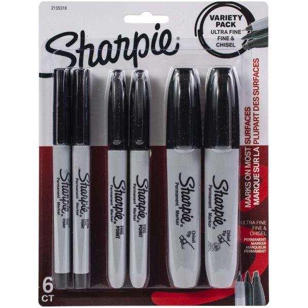 Sharpie Fine/Ultra-Fine/Chisel Tip Permanent Markers 6/Pkg
