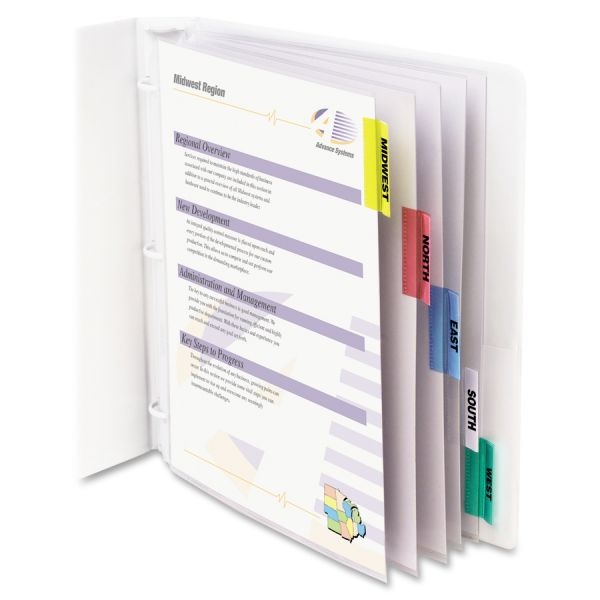 C-Line Sheet Protectors With Index Tabs, Assorted Color Tabs, 2", 11 X 8.5, 5/Set