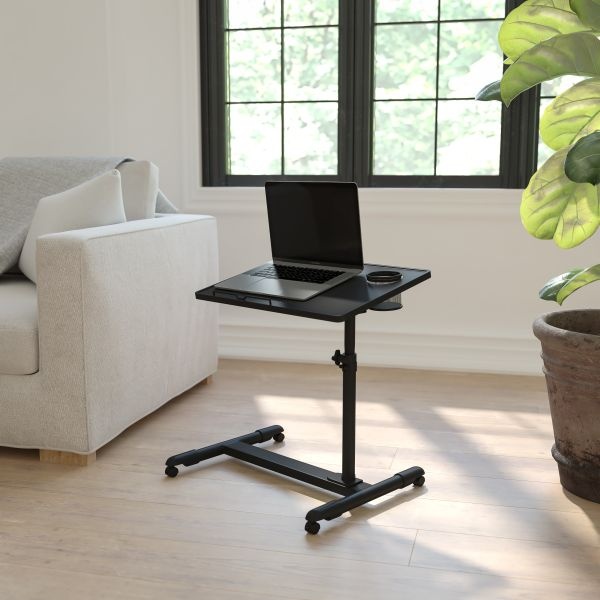 Macon Black Adjustable Height Steel Mobile Computer Desk