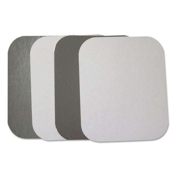 Durable Packaging Flat Board Lids, For 1 Lb Oblong Pans, Silver, Paper, 1,000 /Carton