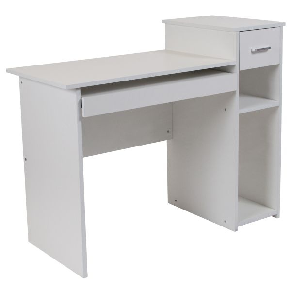 Highland Park White Computer Desk With Shelves And Drawer