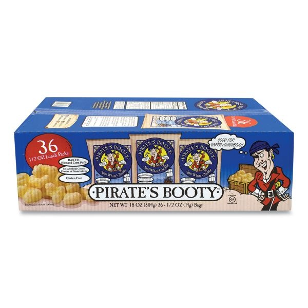 Pirate's Booty Puffs, Aged White Cheddar, 0.5 Oz Bag, 36/Box