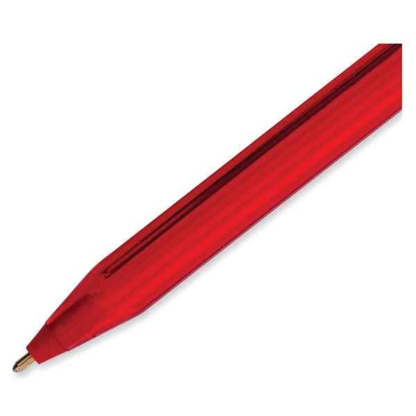 Paper Mate Inkjoy 100 Ballpoint Pen, Stick, Medium 1 Mm, Red Ink, Translucent Red Barrel, Dozen