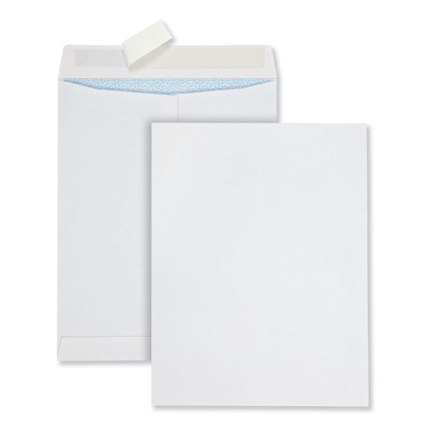 Quality Park Redi-Strip Security Tinted Envelope, #13 1/2, Square Flap, Redi-Strip Adhesive Closure, 10 X 13, White, 100/Box
