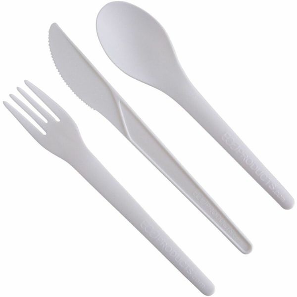 Eco-Products Plantware Cutlery, Fork, 6", Pearl White, 50/Pack, 20 Pack/Carton