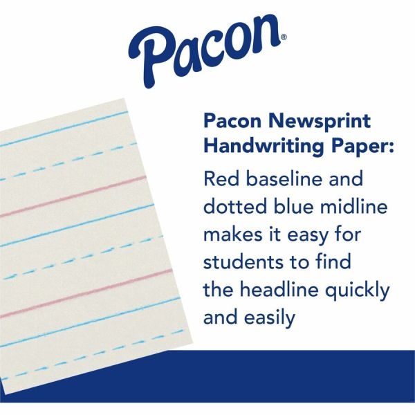 Pacon Broken Midline Writing Paper, Grade 2-3, 1/2" X 1/4" X 1/4", Lw