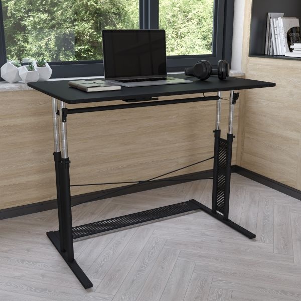 Fairway Height Adjustable (27.25-35.75"H) Sit To Stand Home Office Desk - Black