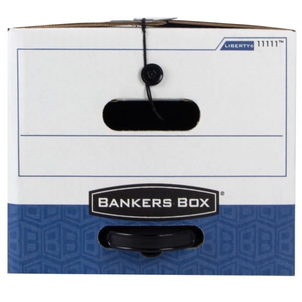 Bankers Box Liberty Plus Heavy-Duty Strength Storage Boxes, Letter Files, 12.25" X 24.13" X 10.75", White/Blue, 12/Carton