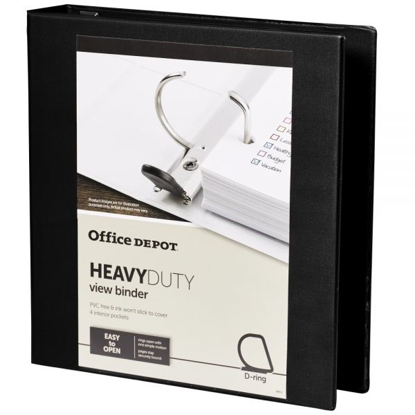 [In]Place Heavy-Duty View 3-Ring Binder, 1 1/2" D-Rings, Black