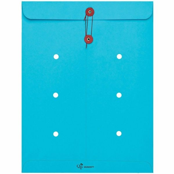 Quality Park Interdepartment Envelopes, 10" X 13", 1-Sided Narrow Rule, Button & String Closure, Blue, Box Of 100