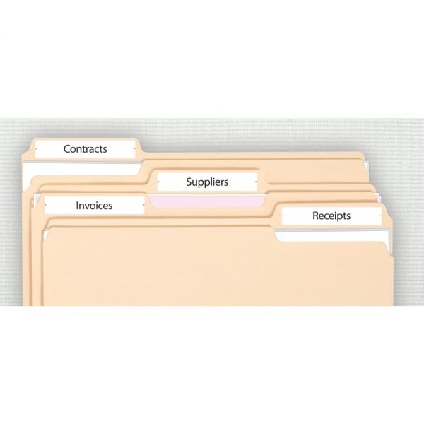 Print-Or-Write Color Permanent File Folder Labels, Od98816, Rectangle, 5/8" X 3 1/2", White, Pack Of 252