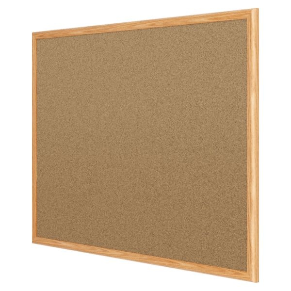 Quartet Economy Cork Bulletin Board, 24" X 36", Wood Frame With Oak Finish