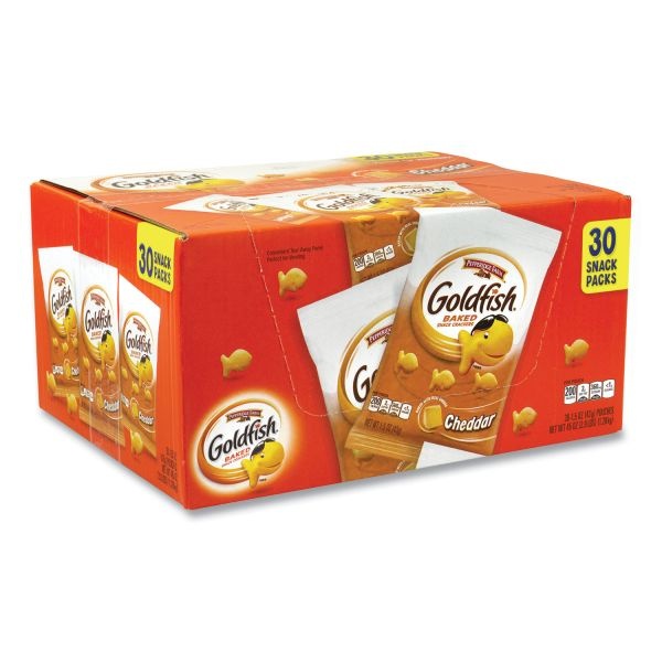 Pepperidge Farm Goldfish Crackers, Cheddar, 1.5 Oz Bag, 30 Bags/Box