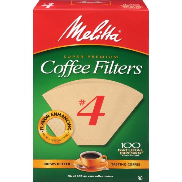 Melitta Coffee Filters, 8 To 12 Cup Size, Cone, 100/Pack