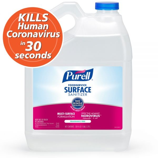 Purell Food Service Surface Sanitizer Refill, Unscented, 128 Oz Bottle