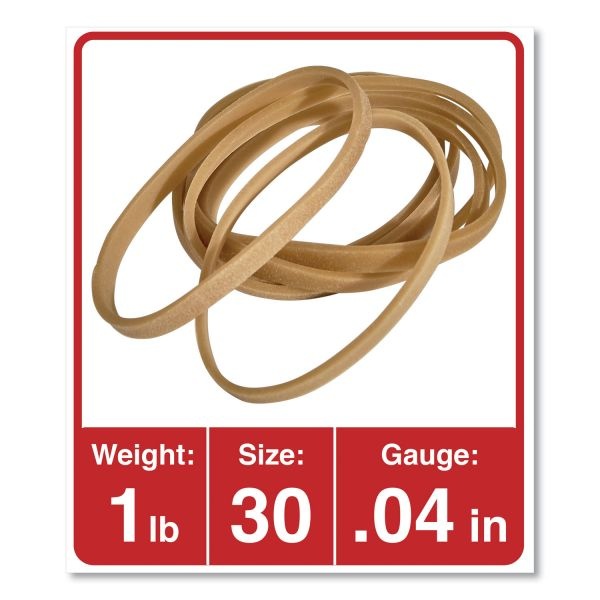 Universal Rubber Bands, Size 30, 0.04" Gauge, Beige, 1 Lb Box, 1,100/Pack