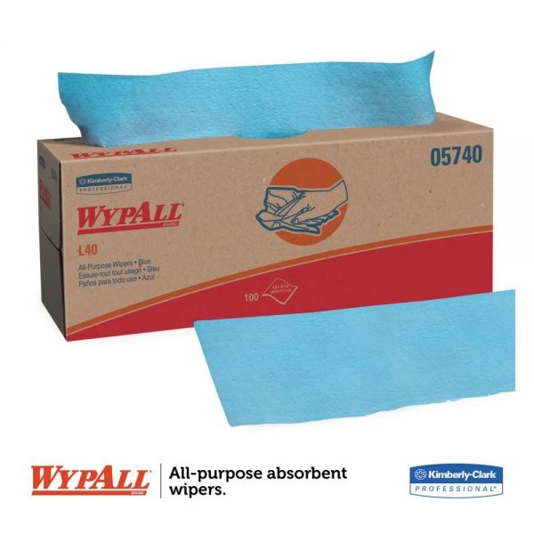 Wypall L40 Towels, Pop-Up Box, 9.8 X 16.4, Blue, 100/Box, 9 Boxes/Carton