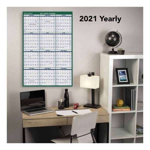 At-A-Glance Vertical Erasable Wall Planner, 32 X 48, White/Green Sheets, 12-Month (Jan To Dec): 2024