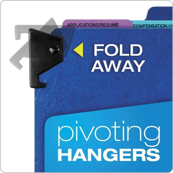 Pendaflex Hanging-Style Personnel Folders, 5 Dividers With 1/5-Cut Tabs, Letter Size, 1/3-Cut Exterior Tabs, Blue