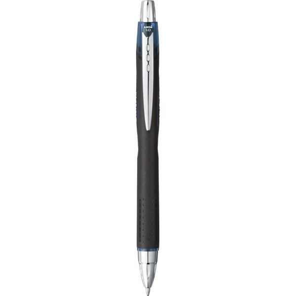 Uniball Jetstream Retractable Hybrid Gel Pen, 1 Mm, Blue-Infused Black Ink, Black/Blue/Silver Barrel