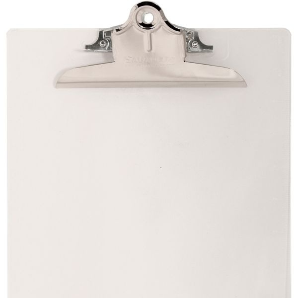Saunders Transparent Clipboard With High Capacity Clip - 1" Clip Capacity - 8 1/2" X 11" - Plastic - Clear - 1 Each