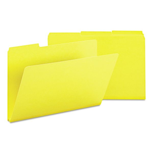 Smead Expanding Recycled Heavy Pressboard Folders, 1/3-Cut Tabs: Assorted, Legal Size, 1" Expansion, Yellow, 25/Box