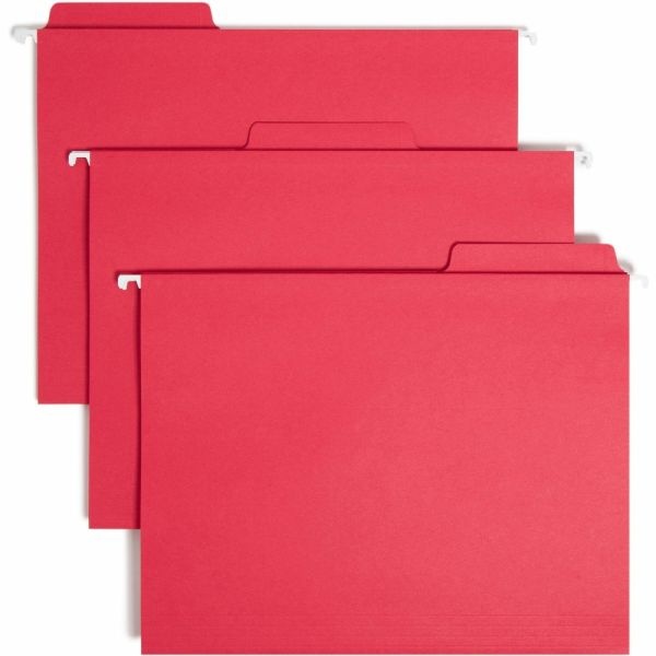 Smead Fastab Hanging File Folders, Letter Size, Red, Box Of 20