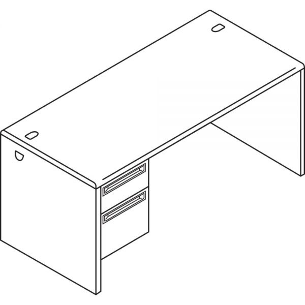 Hon 38000 66"W Left-Pedestal Computer Desk With Lock, Mahogany/Charcoal