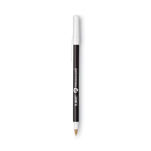 Bic Prevaguard Round Stic Pen, Stick, Medium 1 Mm, Black Ink, Black Barrel, Dozen