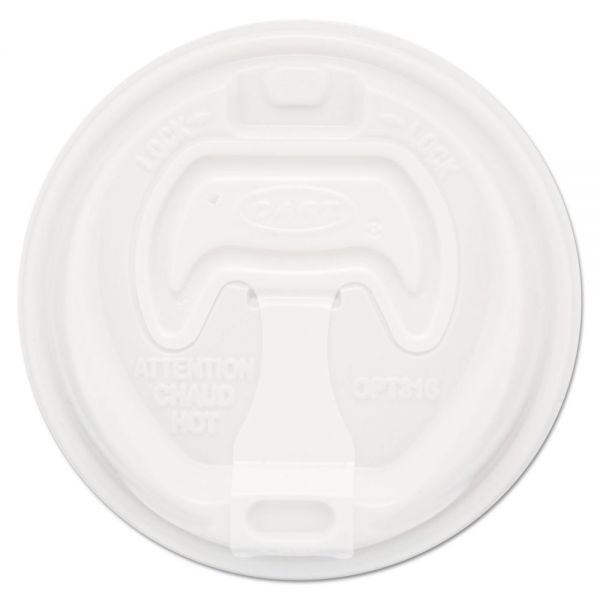 Dart Optima Reclosable Lid, Fits 12 Oz To 24 Oz Foam Cups, White, 100/Pack