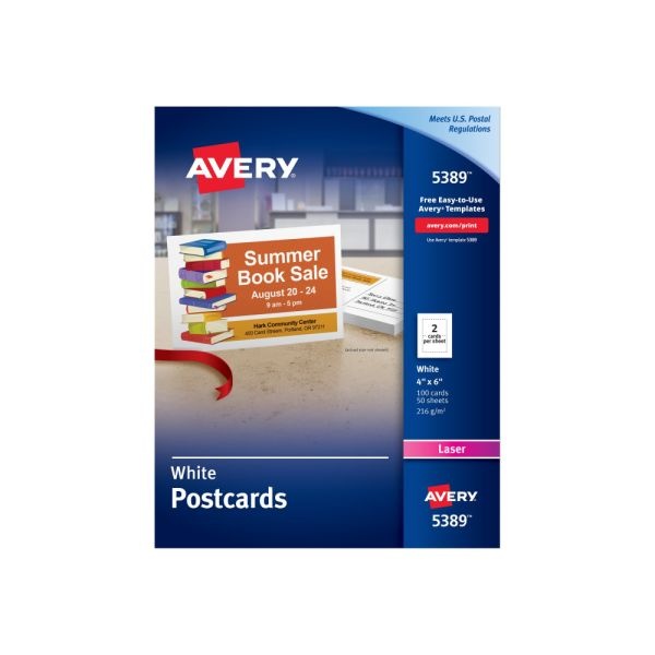 Avery Printable Postcards With Sure Feed Technology, 4