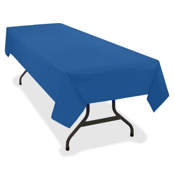 Tablemate Plastic Rectangular Table Covers, 54" X 108", Blue, Pack Of 6