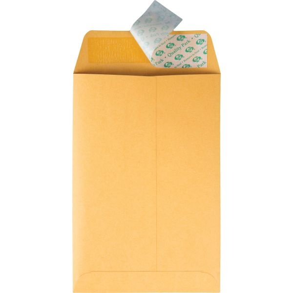 Quality Park Redi-Strip Catalog Envelopes, 6" X 9", Self-Adhesive, Brown Kraft, Box Of 100