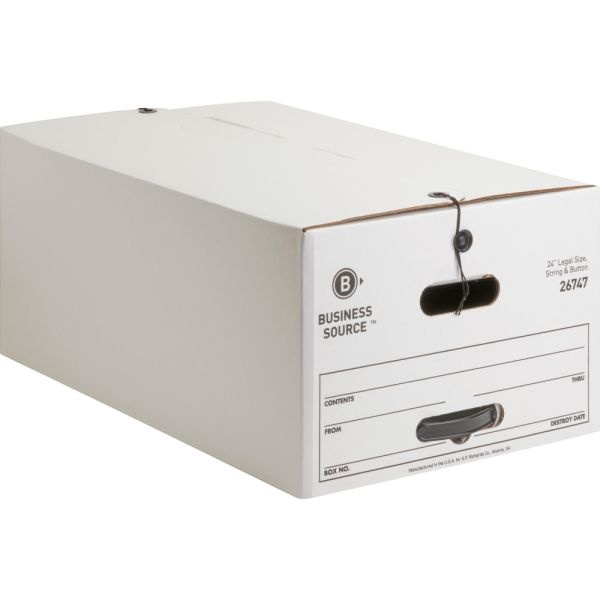 Business Source Medium-Duty Storage Boxes, Legal Size, 15" X 24" X 10", White, Box Of 12