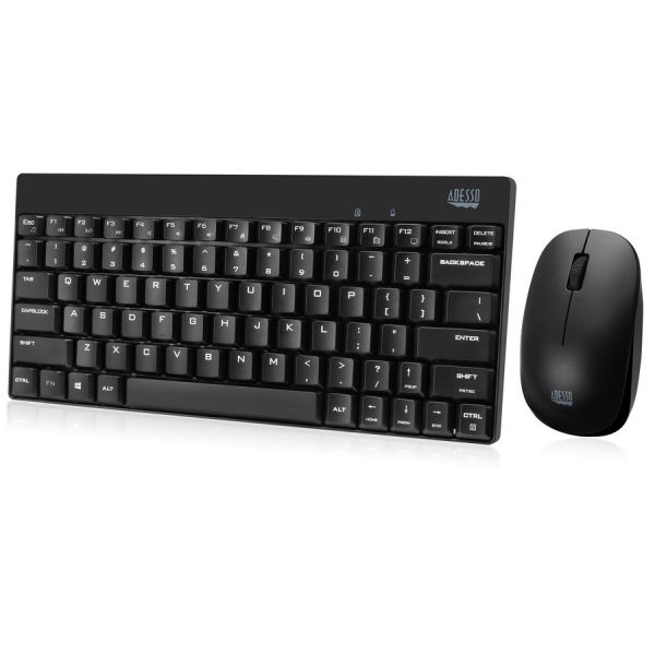 Adesso Wkb-1100Cb - Wireless Spill Resistant Mini Keyboard & Mouse Combo