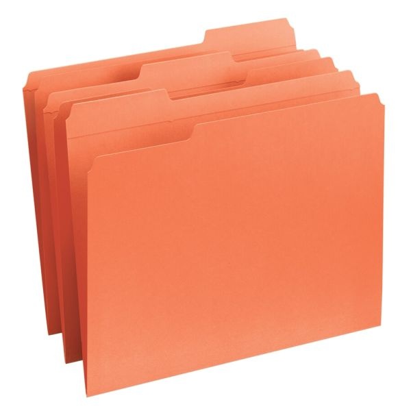 Smead 1/3-Cut 2-Ply Color File Folders, Letter Size, Orange, Box Of 100