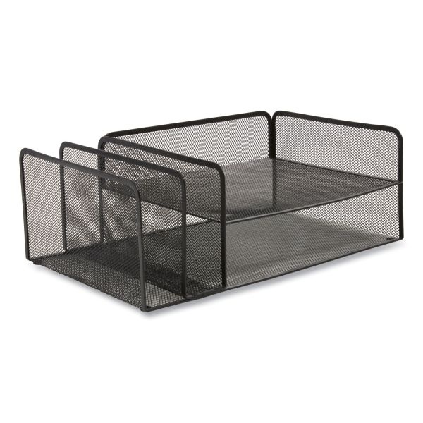 Tru Red Wire Mesh Combination Organizer, Vertical/Horizontal, 4 Sections, Letter-Size, 11.2 X 17.4 X 6.54, Matte Black