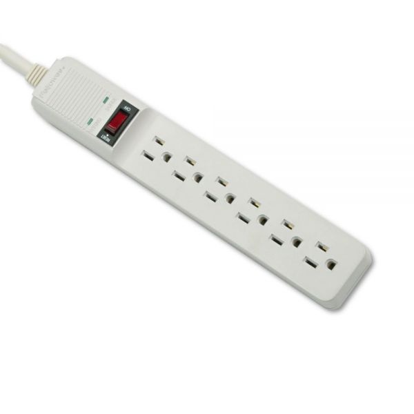 Fellowes Basic Home/Office Surge Protector, 6 Outlets, 15 Ft Cord, 450 Joules, Platinum