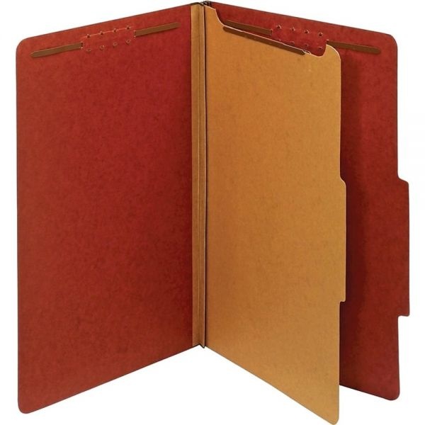 Classification Folders, 1 Divider, Legal Size (8-1/2" X 14"), 1-3/4" Expansion, Red, Box Of 10