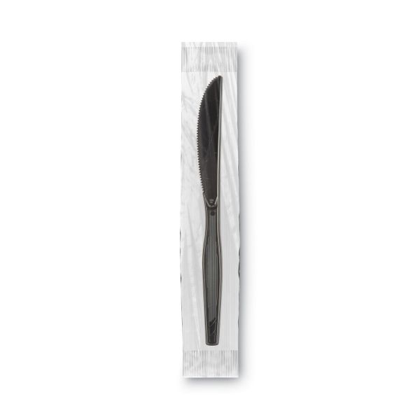 Dixie Grab’N Go Wrapped Cutlery, Knives, Black, 90/Box, 6 Box/Carton