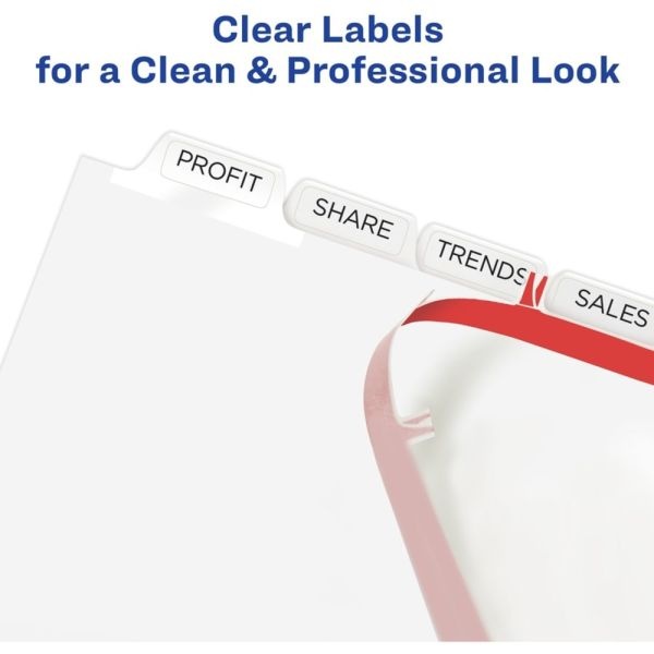 Avery Print & Apply Clear Label Dividers With Index Maker Easy Apply Printable Label Strip And White Tabs, 8-Tab, Box Of 5 Sets