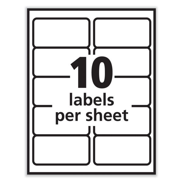 Pres-A-Ply Labels, Laser Printers, 2 X 4, White, 10/Sheet, 250 Sheets/Box