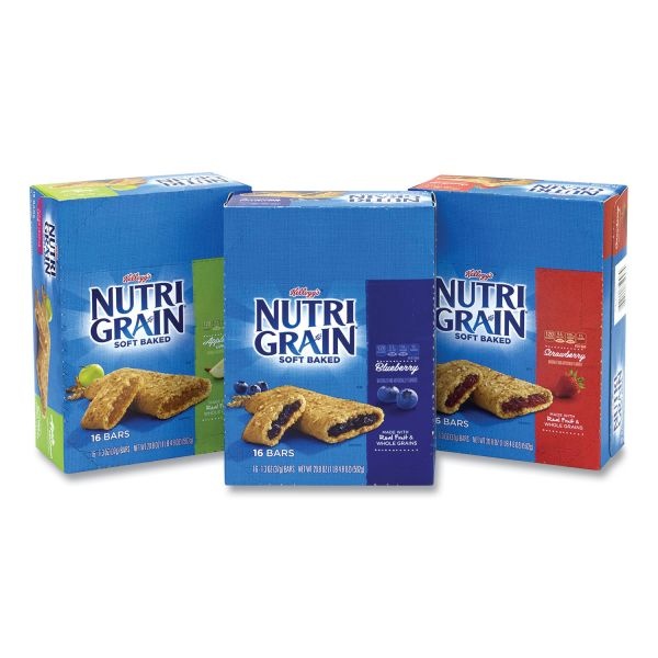 Kellogg's Nutri-Grain Soft Baked Breakfast Bars, Assorted, 1.3 Oz Bar, 48/Carton