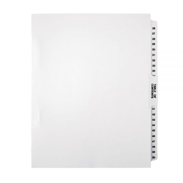 Legal Index Exhibit Unpunched Dividers With Laminated Tabs, Black/White, Numbered 26-50