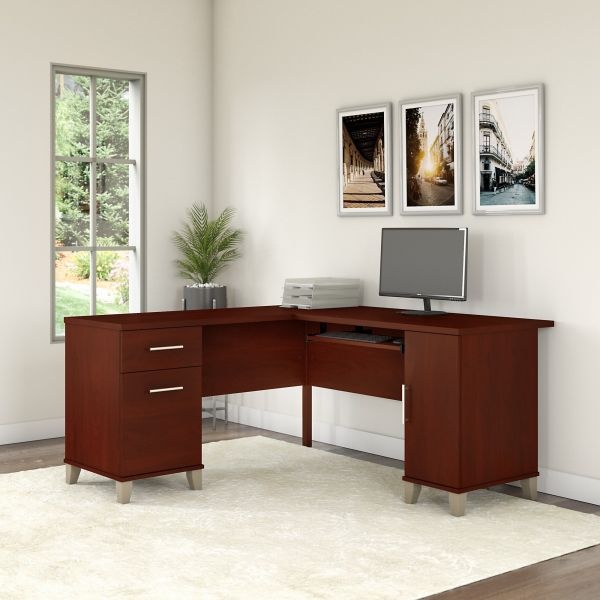 Bush Furniture Somerset 60W L Shaped Desk With Storage In Hansen Cherry